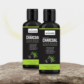anuveda LIFE Activated Charcoal Facewash Duo 200ml x 2 | Deep Detox Acne Control Brighten Skin | Aloe Vera Neem Tulsi