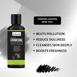 anuveda LIFE Activated Charcoal Facewash Duo 200ml x 2 | Deep Detox Acne Control Brighten Skin | Aloe Vera Neem Tulsi